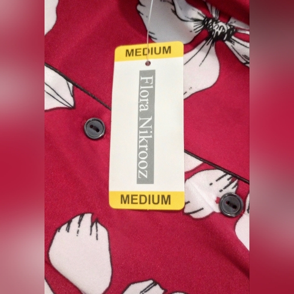 NWT Women's Flora Nikrooz two piece pajama lounge set, burgundy floral, medium - Picture 6 of 8